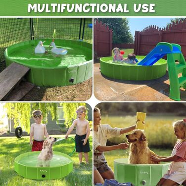 Foldable Dog Pool for Dogs, Dog Cushion Pool, Portable, for Dog Bathing, Plastic, Large, Hard, Children's Pool (100 x 30 cm) (Small(80 x 20cm), Green)