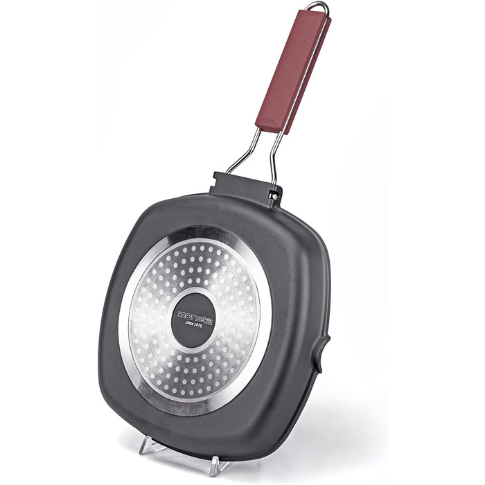 Сковорода-гриль Moneta Pro Grill 24x24 см з антипригарним покриттям, складаною ручкою, для індукції, чорна