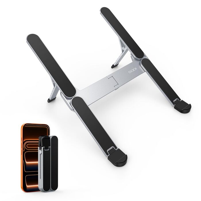 Підставка для ноутбука SODI, складна, з алюмінію, регульована по висоті, з вентиляцією, для MacBook Pro/Air, HP, Sony, Dell, 10-16