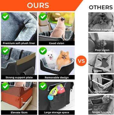 Автокрісло для собак Babenest, підсилене, чорне, розмір M, з ременями безпеки