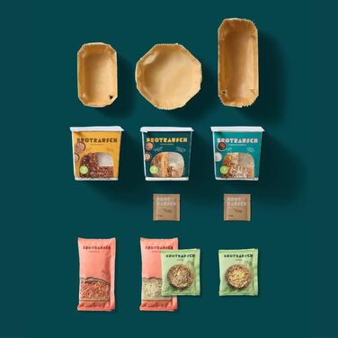 Brotrausch Bread Mix Introductory Package Bake Bread (3 x 400g) – includes bread tin, dough improvers & toppings - natural, vegan, with spelt & whole grain
