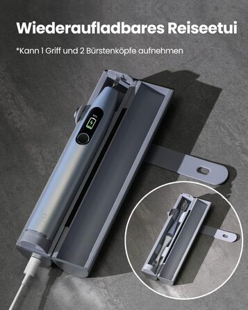 Електрична зубна щітка Oclean X Pro Digital з 4 насадками та кейсом для подорожей, звукова, з кольоровим дисплеєм, 3 режими, відстеження 8 ділянок, таймер, APP, срібляста