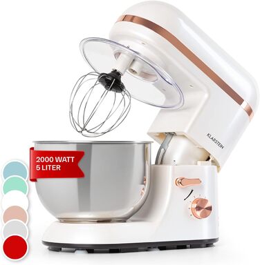 Кухонна машина Klarstein: професійна модель з чашею 5л, 1800W, 6 швидкостей, міксер та тістоміс