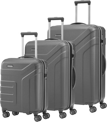 Жорсткий валізний набір Travelite VECTOR 55 см, 40 л, 4-колісний ручний багаж із TSA-замком, відповідає IATA, антрацит, червоний, стильний дизайн