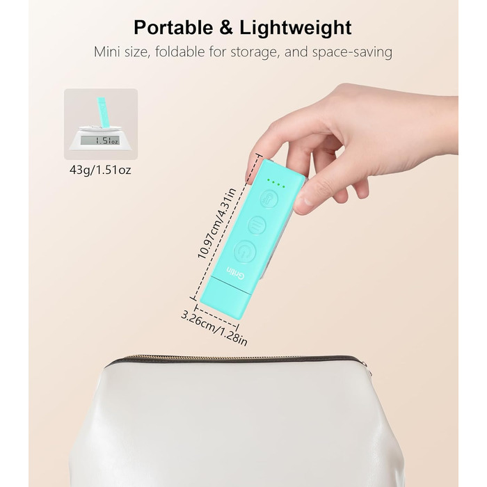 LED лампа для читання Gritin з USB-C, кріплення-прищіпка, регулювання яскравості, 3 режими кольору, для книголюбів, білий (блакитний)