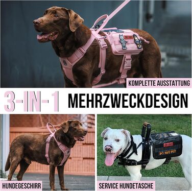 Нашийник для собак OneTigris Guardian з міцною металевою фурнітурою та великою кишенею, рожевий, M