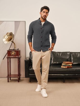 Кардиган чоловічий PJ PAUL JONES з косими візерунками, на ґудзиках, великий в'язання, XXL, темно-сірий