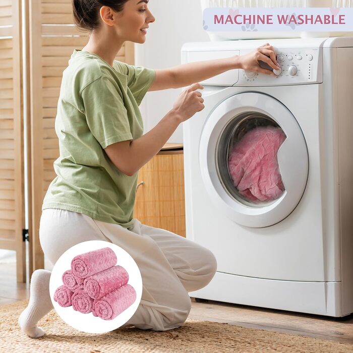 6 шт. м'які ковдри для собак та котів BVAGSS, 60x40 см, фліс, фланель, рожевий колір