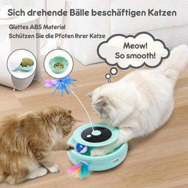 GoldenSun Cat Toy, 3 in 1 Electric Interactive Automatic Toy for Cats, Whack-A-Mole, Fluttering Butterfly, includes Ball, USB Rechargeable Cat Teaser with 6 Attachments (Green)