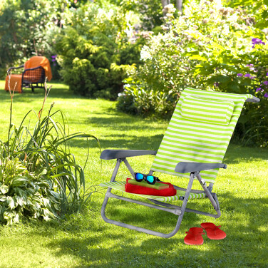 Relaxdays Folding Lounge Chair with Neck Pillow
