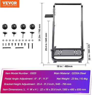 Стійка для керма Logitech G27, G25, G29, G920 (Happybuy VEVOR) - велика, біла