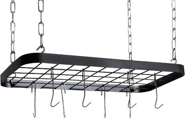 Jackcube Design MK397B Hanging Pots and Pans Organizer, Ceiling/Wall Mount, Grid, Kitchen, Pot, Storage Shelves for Utensils, Cookware with 8 S-Hooks (62 x 30 x 3 cm)