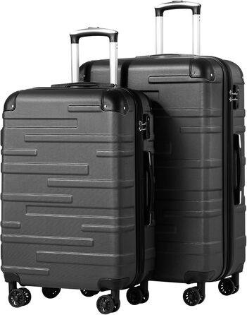 Валіза COOLIFE з жорстким корпусом, розширювана, з TSA-замком та 4 колесами, ABS, блакитно-зелений, ручна/великі розміри (набір 2 шт: M + L)