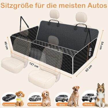 Водонепроникний килимок для собак у машину Taygeer з жорсткою основою, 127x156 см, чорний