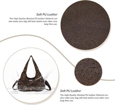 Сумка жіноча Angel Kiss Hobo через плече з PU шкіри, коричнева (801) - багато відділень