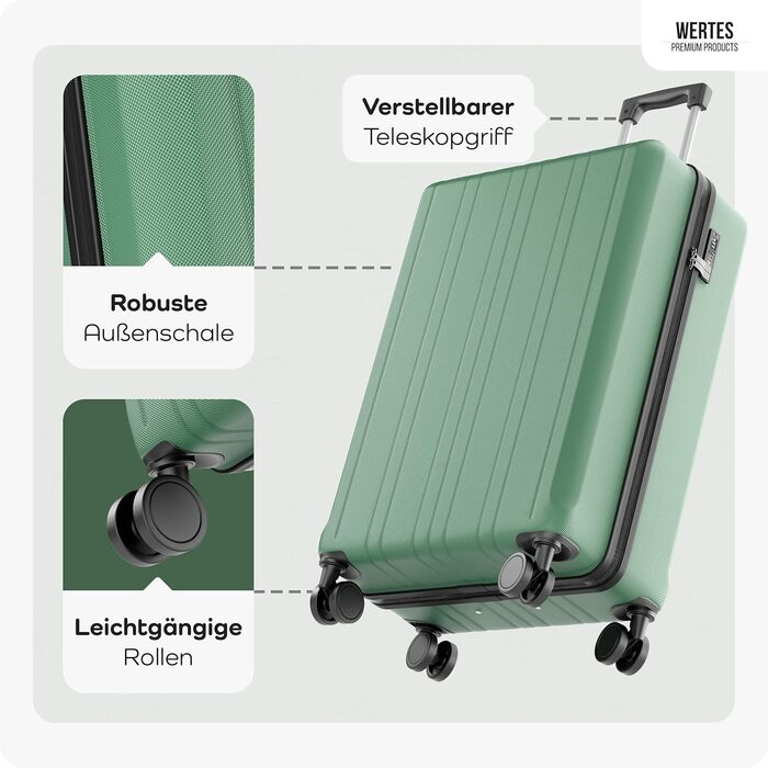 Чемодан великий 100L з TSA замком, жорсткий корпус, подвійні колеса, валіза на колесах (77см, лісовий зелений)