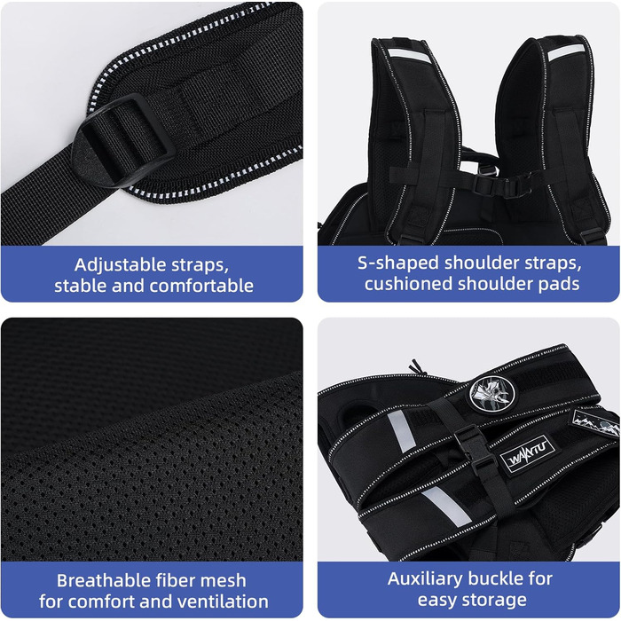Шлейка-переноска для великих собак Wakytu: переноска-рюкзак для собак з проблемами суглобів, травмами, літніх собак (30-40 кг, XL, чорний)