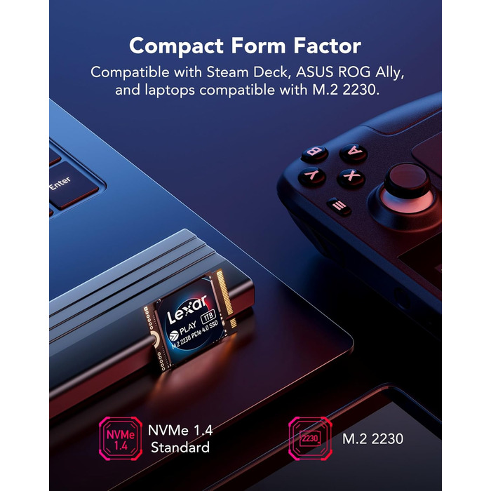 Lexar SSD 1TB M.2 2280 PCIe Gen3x4 NVMe - Внутрішній SSD накопичувач для ПК та геймерів