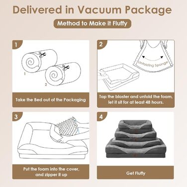Orthopedic Dog Bed for Large Dogs, Memory Foam, Washable and Waterproof Dog Basket with 4 Sides, Dog Sofa/Dog Couch, Non-Slip, Grey, 106.5x76x18.5 cm