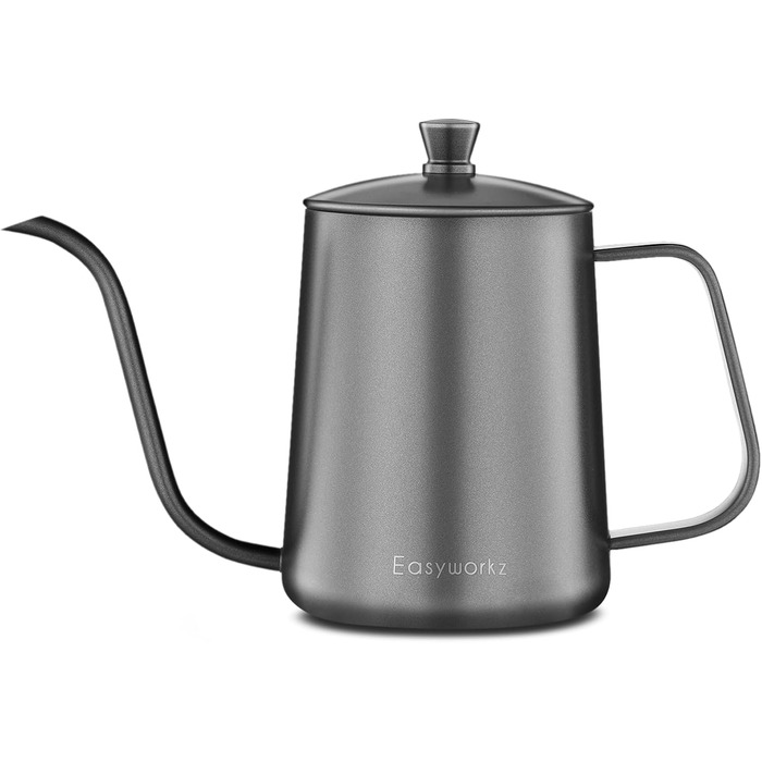 Easyworkz Gooseneck Pour Over Coffee Kettle 600ml, Stainless Steel, Swan Neck, Long Spout, Hand Drip Kettle
