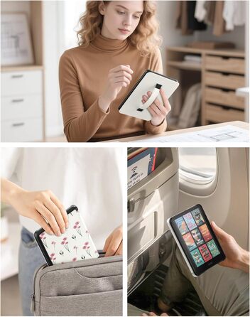 Чохол MoKo для Kindle Paperwhite (12-ге покоління, 2024) та Kindle Colorsoft Signature Edition (2024), з петлею для руки, авто-ввімкнення/вимкнення, Agave Grün (рожеві квіти)