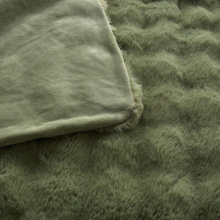 М'яка плюшева ковдра Luofanfei 180x200 см, салатово-кремовий колір, з ефектом 