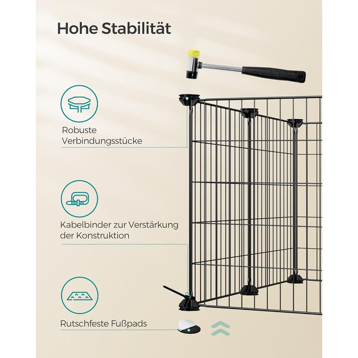 Клітка для дрібних тварин SONGMICS LPI01H, металева сітка, 123 x 63 x 41 см, чорна