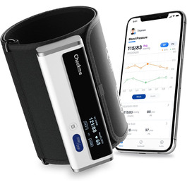 Тонометр на плече CheckMe Armfit Bluetooth з безкоштовним додатком, велика манжета (22-42 см), бездротовий, автоматичний, необмежений обсяг пам'яті