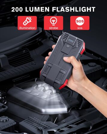 Повербанк Starthilfe Povasee 6000A UltraSafe для авто: пусковий пристрій, 12V, LED, 2 USB, до 10L бензину/8L дизеля