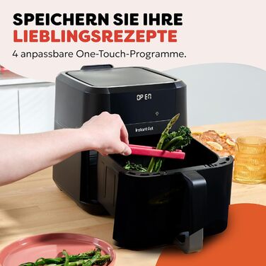 Фритюрниця повітряна Instant Pot Vortex Compact Trüffel Grau 5 л з сіткою, сімейна, 4-в-1: фритюрниця, сушарка, духовка, підігрівач, антипригарне покриття, легко мити, придатна для миття в посудомийній машині, колір Трюфель (5 л, чорний)