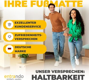 Килимок для порогу Entrando 40x60 см - алюміній, неслизький, для дому та тераси. Знімний килимок для взуття з щітковим профілем.