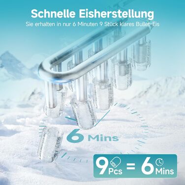 Машина для приготування льоду EUHOMY, 1.2л, чорна, самоочищення, портативна, 9 кубиків за 6 хвилин, 12 кг/день, 2 розміри кубиків