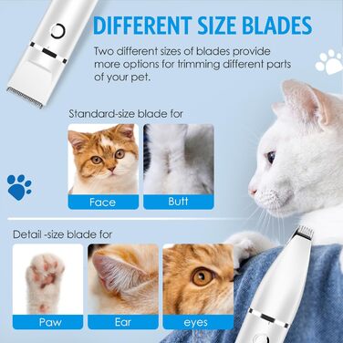 Машинка для стрижки собак та котів 2-в-1 Brifit, тример для подушечок лап, тиха, водонепроникна IPX7, професійна для тіла, лап, очей, вух, обличчя