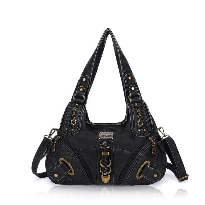 Сумка жіноча Angel Kiss Hobo через плече з PU шкіри, чорна (801) - багато відділень