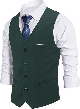 Чоловічий жилет Athemen Slim Fit з V-подібним вирізом, костюмний жилет для бізнесу та весіль, колір зелений (#606), розмір 3XL