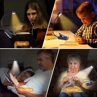 KunHe Лампа для читання на ліжку з USB зарядкою - 3 режими освітлення та 3 рівні яскравості, легка та компактна