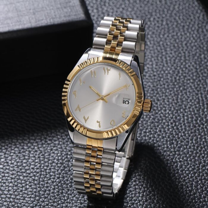 Елегантні механічні годинники з арабськими цифрами, автоматичним заводом, датою, 38 мм, чоловічі (срібні)