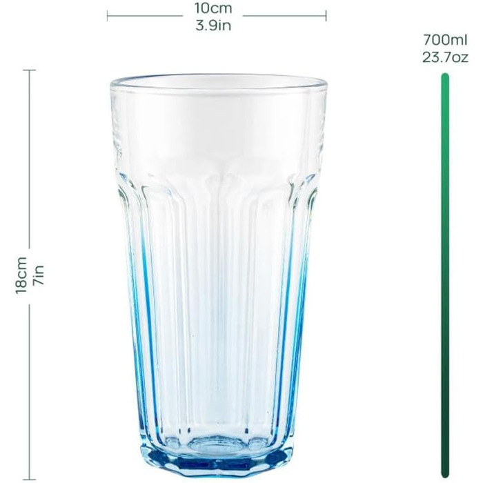 TREND FOR HOME Gigi Secret Pastels Large Drinking Glasses 630 ml, Set of 6 Cocktail Glasses, XXL Long Drink Glasses, Dishwasher Safe, Perfect for Home