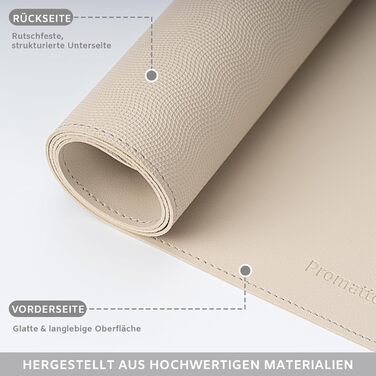 Підкладка для столу XXL з екошкіри бежевого кольору 80x40 см: антиковзка, водостійка, для офісу та дому