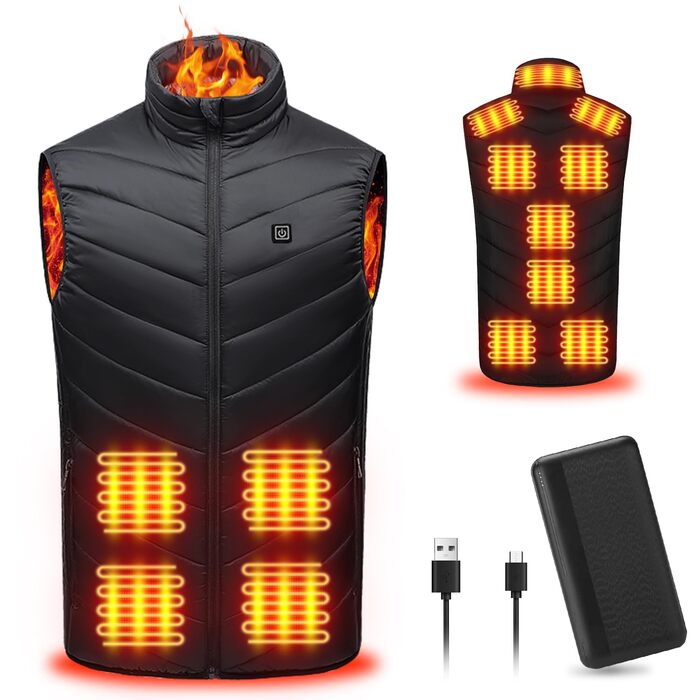 Обогревна куртка з Powerbank, легка та перезаряджувана, для чоловіків та жінок (L)