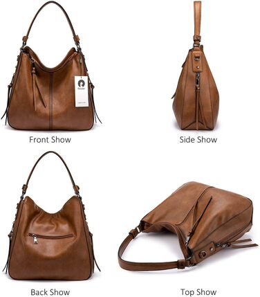 Жіноча сумка-шопер Reaer середнього розміру, чорно-пісочного кольору, зі шкіри PU, на плече та через плече, вінтажна сумка-хобо для роботи, офісу та покупок