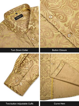 Краватка DiBanGu для чоловіків, шовкова краватка з нагрудною хустинкою, комплект для весілля, нагрудні хустинки, формальний стиль, універсальний розмір (3XL), колір шампань/золото