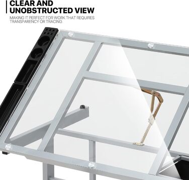 Adjustable Art Desk with Storage - Tiltable Drafting Table with Wheels - Multi-Purpose Craft Station