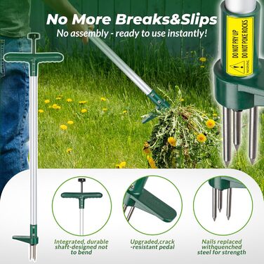 Walensee Weed Puller, Weed Remover, Length 100cm, with THREE jaws for efficient weed removal, claws and pedals made of thickened and hardened stainless steel, gardening tool