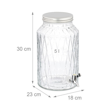 Relaxdays Drink Dispenser 5 Liter Diamond Pattern