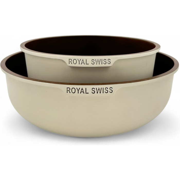 Набір посуду Royal Swiss 9-ти частинний з нержавіючої сталі, індукційний, з 2 ручками, для всіх плит - Бежевий Діамант (без PFOA, PFAS)