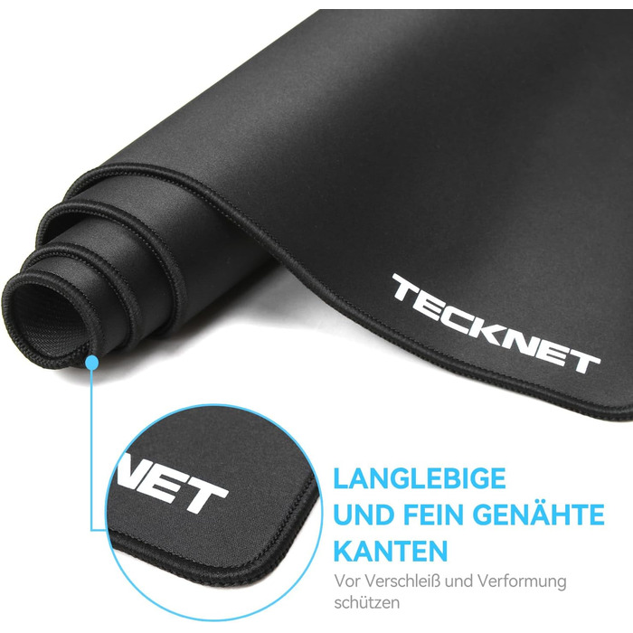 TECKNET XXL килимок для миші Speed Gaming, 900x400 мм, чорний, для геймерів, вологостійкий, з покращеною поверхнею для точності та швидкості, з неслизькою гумовою основою