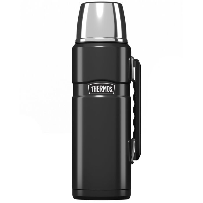 Термос King Thermos з нержавіючої сталі, сірий, з ручкою та стаканом, 1.2 л