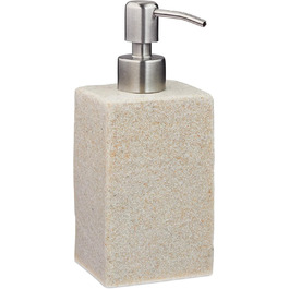 Дозатор для мила Relaxdays, 200 мл, наповнюваний, для ванної, туалету, кухні, з нержавіючої сталі, полірезин, бежевий