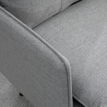 HOMCOM Single Armchair, Upholstered Armchair, Linen-Look Accent Chair, Lounge Chair with Cushion, Armrest Chair with Steel Legs, Supports up to 120 kg | Aosom